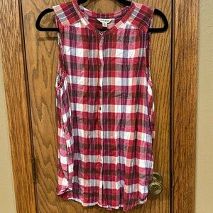 Women’s lucky brand checkered flannel button down tank top